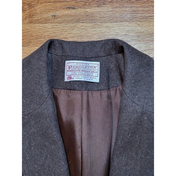 Vintage Petite Pendleton Brown 100% Wool Blazer Small? - Picture 3 of 4
